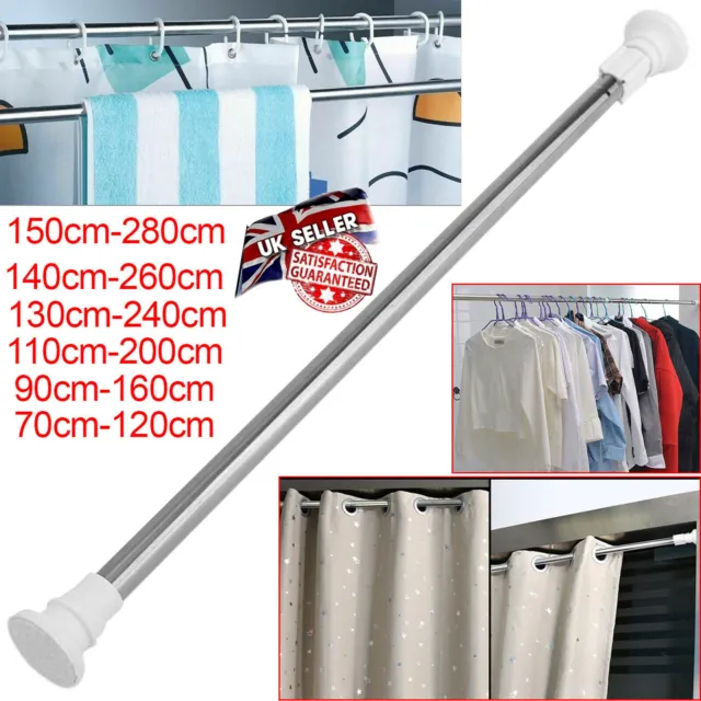 Heavy Duty Extendable Telescopic Shower Curtain Pole Rail Rod Bath Door Window