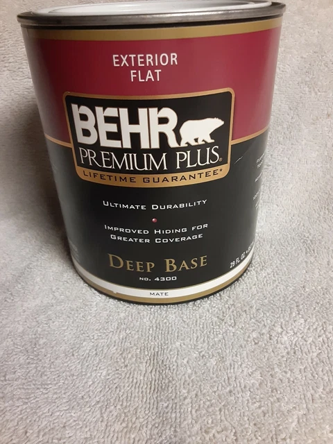 Behr premium plus exterior flat paint deep base mate (#4300) 29fl oz wood, vinyl