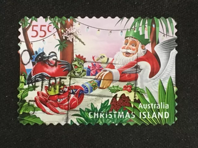 2011 Christmas Island Xmas 55C Santa Adhesive Stamp - Used