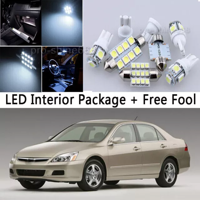 9X Bulb Car LED Interior Lights Package kit For 2003-2007 Honda Accord White NQ
