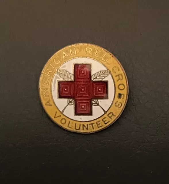 WW US Home Front American Red Cross Volunteer Badge Pin w/ Serial Number ~ As Is