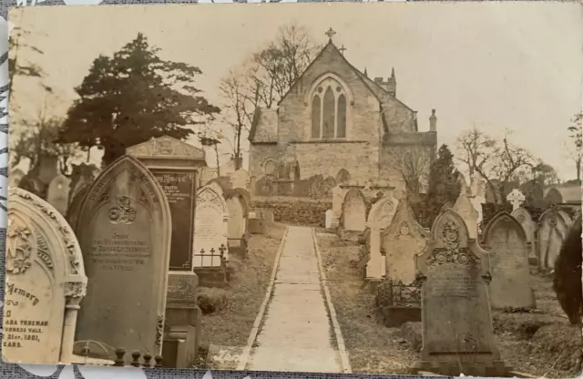 Taxal Church View & Graveyard 1908 Real Photo Postcard
