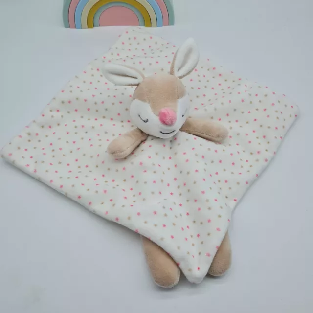 14 -  NEUF! doudou plat faon biche étoiles Beige Rose Blanc OBAIBI OKAIDI 17