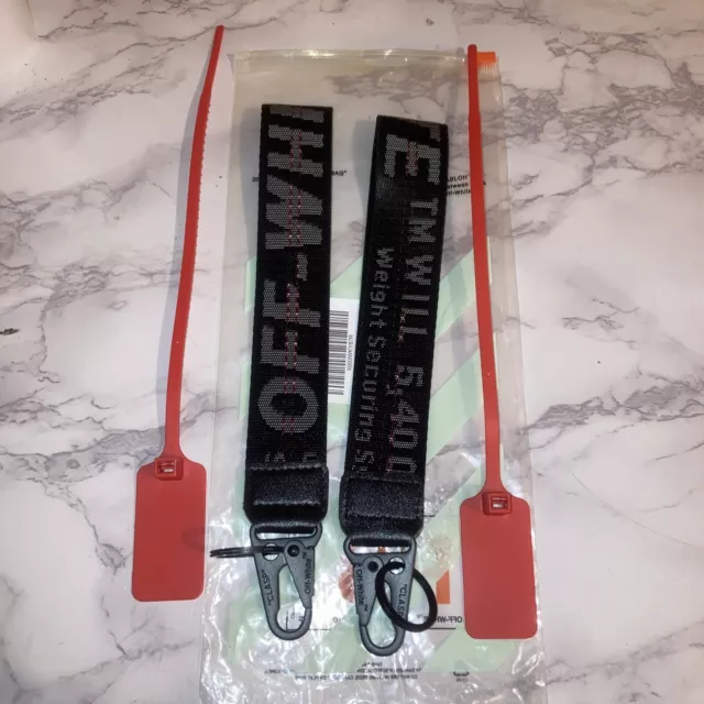 Off White Industrial Key Chain/ Lanyard With Zip Ties and Bag 2 Pack 2