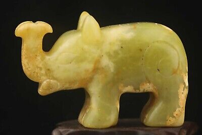 Chinese old natural jade hand-carved statue elephant  pendant n