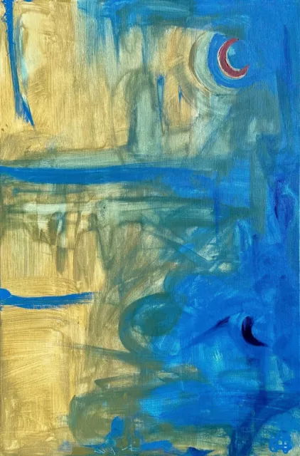 Pintura abstracta acrílica original sobre lienzo arte moderno Sanders...