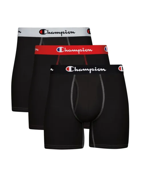 CHAMPION BOXER BRIEFS 3 Pack Men Total Support Pouch Anti Chafing ...