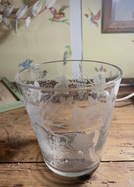 Rajjsin ANCIEN GRAND VERRE à raisin soufflé gravé mi 19eme antique early ...