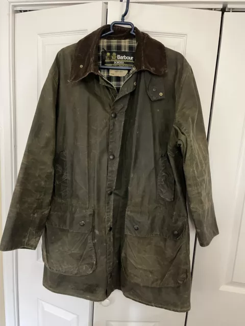 80's Barbour  Border Jacket Size 40” / Large Wax Cotton Made In England