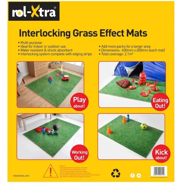 6pc Grass Effect Floor Mat Set Water Resistant Non-Slip Outdoor & Indoor Usable