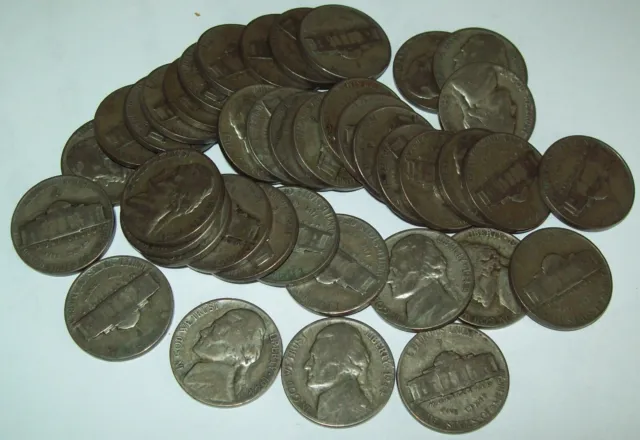 Roll of 40 Jefferson Silver War Nickels 35% Silver $2.00 Face Value 1943-P