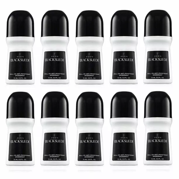 Avon Black Suede Deodorant 2.6 oz - Antiperspirant Deodorant Roll on Pack of 10