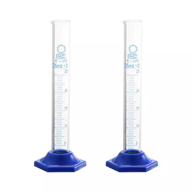 Cylindre Gradué Verre Borosilicaté 25ml Éprouvette Tube Essai Hexagonal 2Pcs