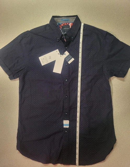 Denim & Flower Ricky Singh Short Sleeve Shirt Button Up UNISEX Blue Size Small