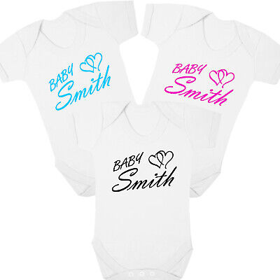 Personalised Baby Grow Vest Boys Girls Add Own Name Bodysuit Baby Shower Gift