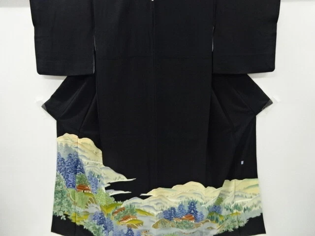 5886518: Japanese Kimono / Vintage Tomesode / Kaga Yuzen / Scenery / Artists Wor