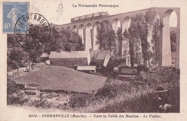 CPA 50 NORMANDY approx. Cherbourg FERMANVILLE Vallée des Moulins Train Viaduct 1932