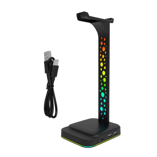 RGB LED Headphone Stand with Dual USB Charger Desk Hanger Gaming Headset Holder