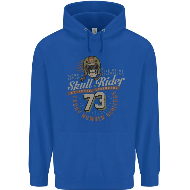 Felpa con cappuccio Skull Rider moto biker moto uomo 80% cotone 4