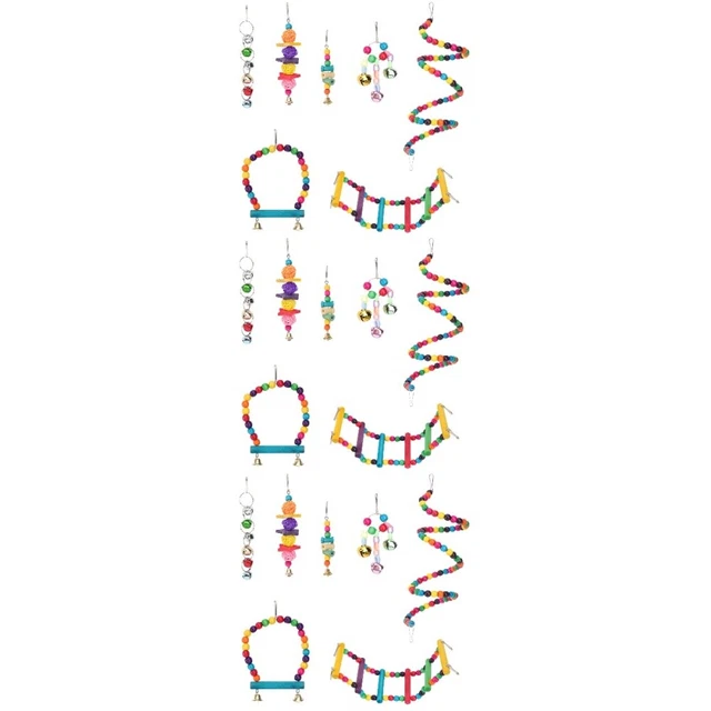 3 Sets /7pcs Vogel Spielzeug für Sittiche Papagei Biss Spielzeug
