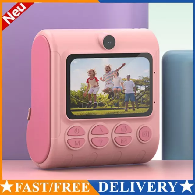 46MP Instant Print Camera 1080P Kids Video Camera Mini Thermal Printer (Pink)