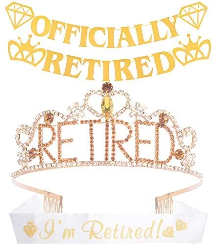 Retirement Decorations Party Sash and Crown for Women - Fabulous Set: Glitter...