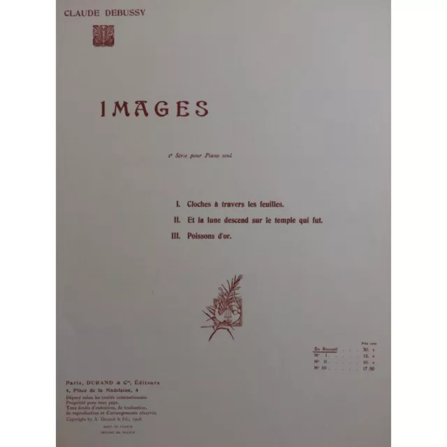 DEBUSSY Claude Images 2ème Série pour Piano