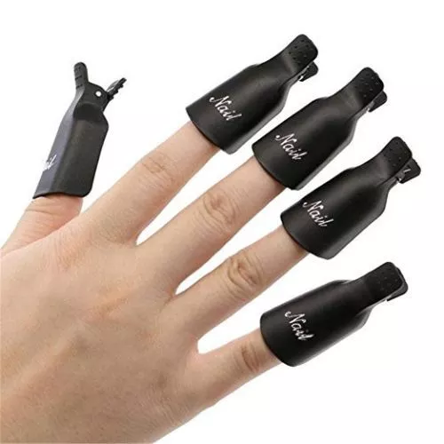 10 Pinces Dépose Vernis Semi Permament Vernis Gel UV LED Manucure Noir