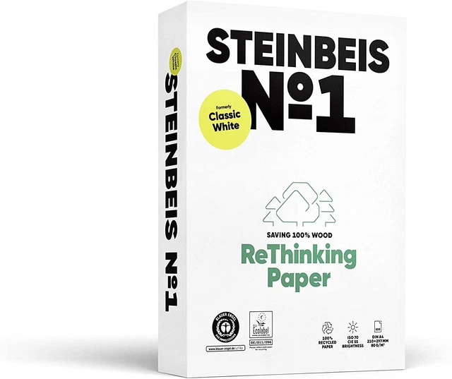 253669 Steinbeis - N° 1 ClassicWhite, carta reprografica, 100% riciclata, colore