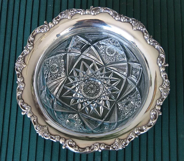 GORHAM Antique Sterling Silver ABP American Brilliant Cut Glass Bowl D447