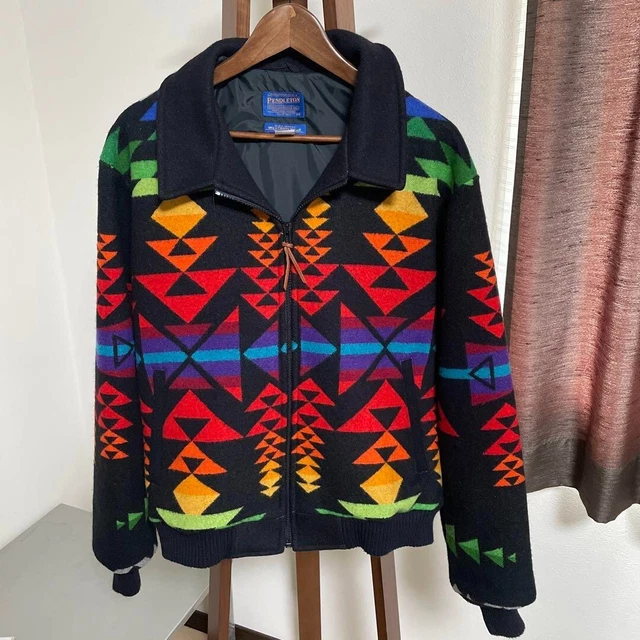 VTG PENDLETON High Grade Western Wear Wool Native Jacket Navajo Made in USA Sz M