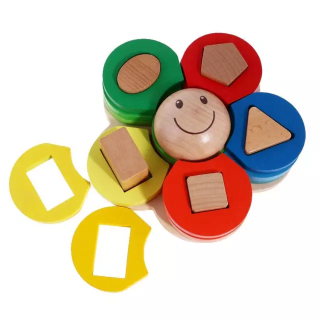 Wooden Geometry Shape Stacking Building Blocks Baby Toddler 3