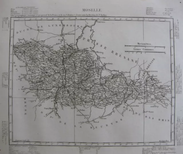 1835 Carte Atlas Géographique France Département Moselle Lorraine