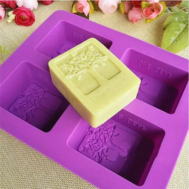 4-Cavity Rectangle Tree Soap Mold Cake Mold Silicone Resin Mould Chocolate Mold