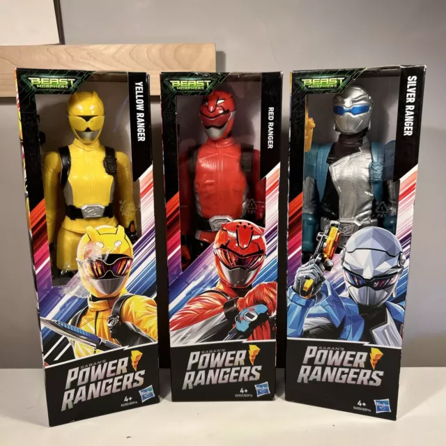 Hasbro Boxed Saban’s Power Rangers - Yellow, Red And Silver Action Figures