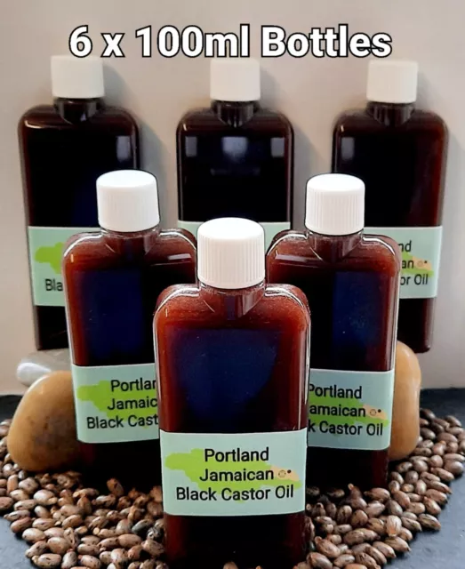 PORTLAND Organic Jamaican Black Castor Oil 600ml (6x100ml Bottles) Hair & Body