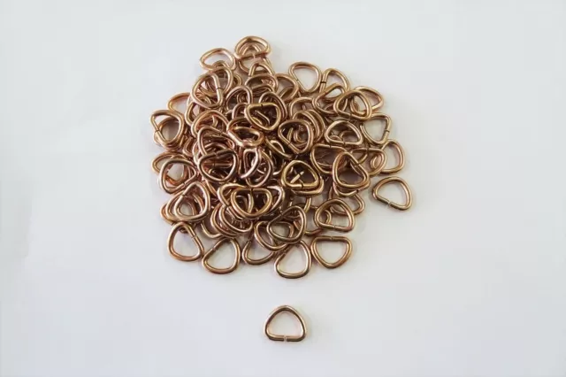 10 medios anillos D - anillos de acero cobre ligero oro rosa Ø interior Alambre de 10 mm aprox. 2 mm