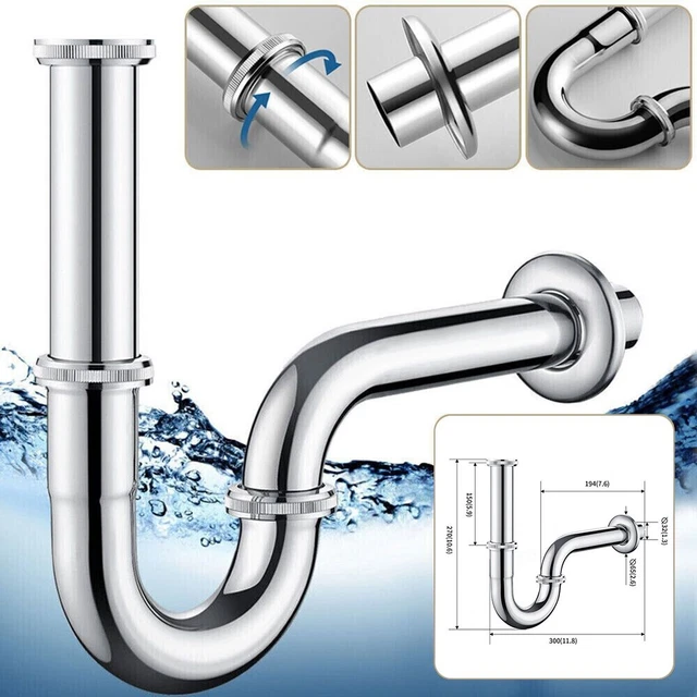 Totalmente Nuevo Sifón Tubular de Alta Calidad 1 Pieza Sifón Tubular Trampa Olor Sifón