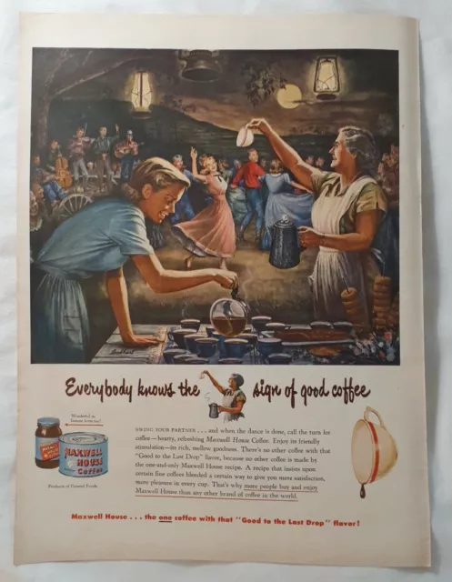 Vintage Print Ad 1950 Maxwell House Coffee -  Square Dancing