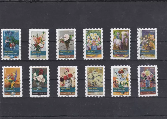 France 2015 Bouquet De Fleurs Serie De 12 Timbres Oblitere