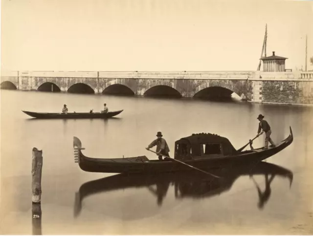 Italie, Venezia, Canal Grande  Vintage albumen print  Tirage albuminé  18x24