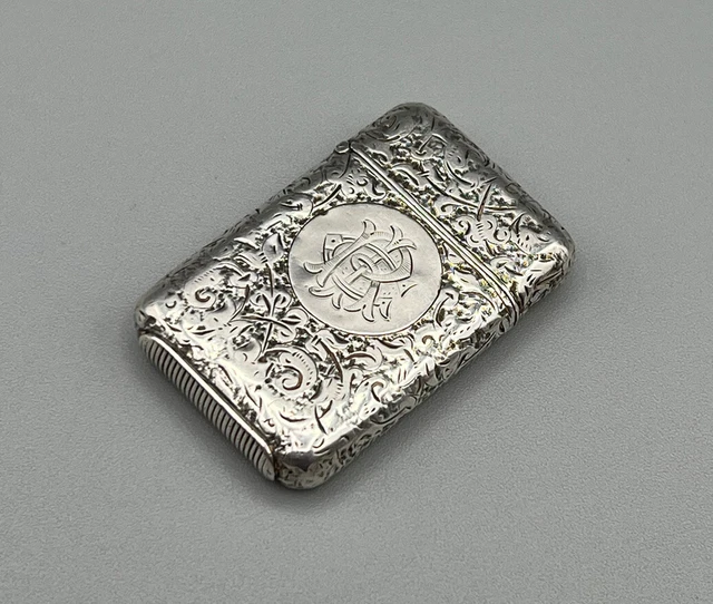 Victorian Sampson Mordan 1883 London Hallmarked Sterling Silver Vesta Case