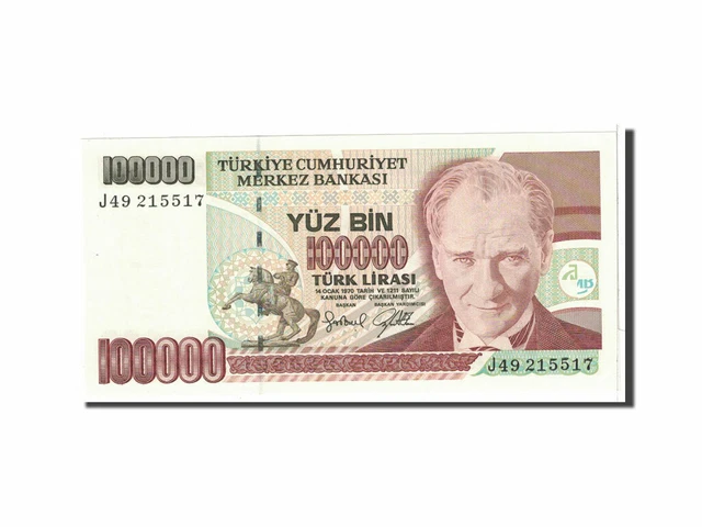 [#118577] Banknote, Turkey, 100,000 Lira, 1997, Undated, KM:206, UNC(65-70)