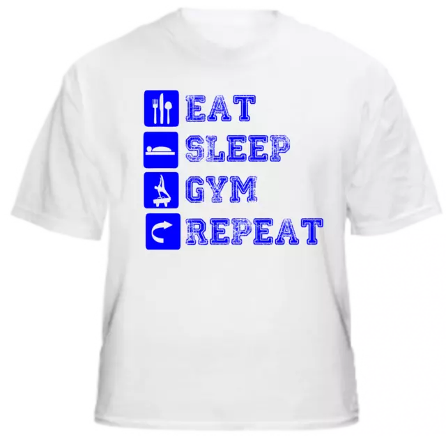 NEW Boys Gymnastics T Shirt - EAT SLEEP GYM REPEAT in Blue