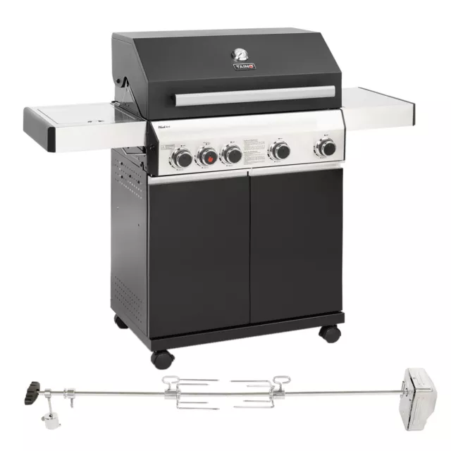 TAINO BLACK 4+1 Gasgrill Drehspieß Set Griller Rotisserie Grillspieß Sear-Zone