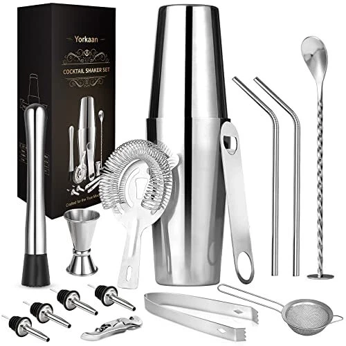 Shaker à Cocktail, Cocktail Shaker Set 750ml, 15 Pièces Kit Cocktail en Acier In