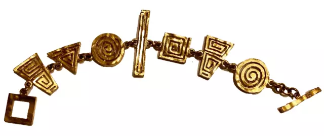 Bracelet Moderniste Martelé Biche De Bere Paris - Métal Argenté - Occasion Avec Usures