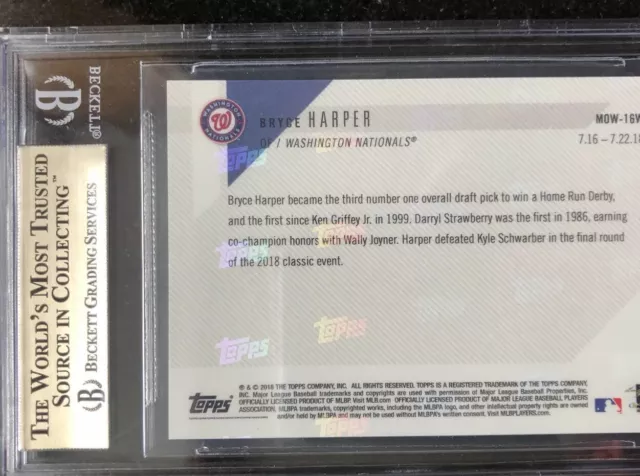 Bryce Harper 2018 Topps Now Moment of the Week - GOLD Winner - SP/587 BGS 10 ! 2