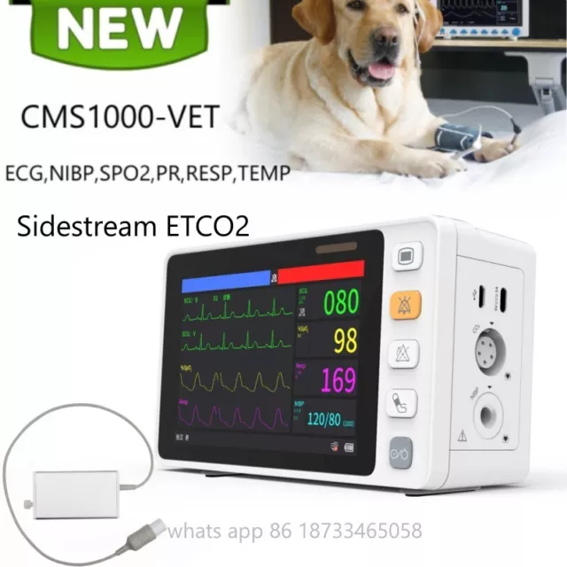 Handheld VET Patient Monitor ICU Vital Signs Multi-parameter Sidestream ETCO2