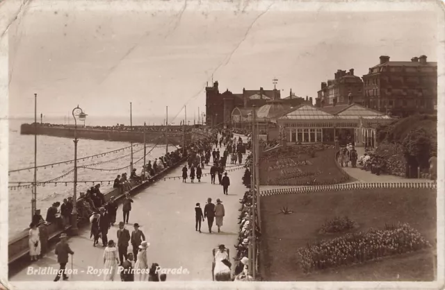 Real Phot Postcard Bridlington Showing Royal Prince's Parade 1927